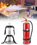 Two Pack Stainless Steel Fire Extinguisher Brackets, 5.5 Inch Diameter For 5 Pound Extinguishers, Built Like A Tank, shown with extinguisher