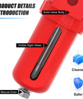 One Quarter Inch NPT Air Desiccant Dryer System With Beads Bag For Drying Compressed Air Ideal For Plasma Cutters And Paint Sprayers Durable Aluminum Body Two Ports Seven To Two Hundred Fifteen PSI One Hundred Forty CFM visible sight glass and manual drain