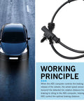 Rear Left Wheel Speed Sensor For Heyue Models ABS Sensor Replacement 3630050U2010 Black shown next to a car on wet road.