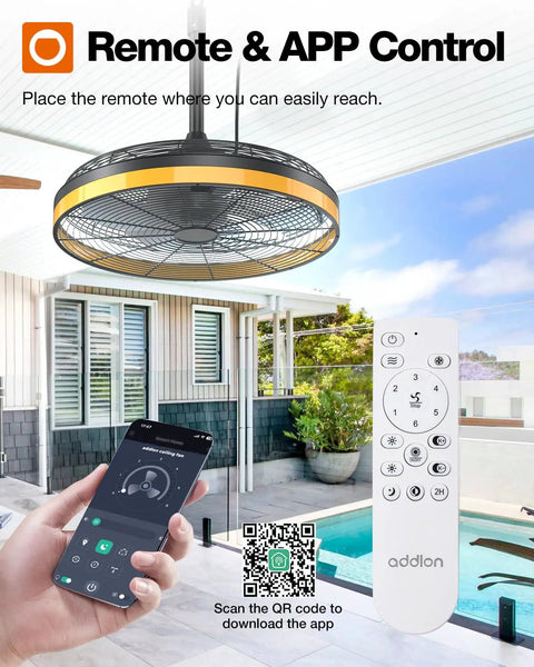 All Weather Outdoor Ceiling Fan With Light For Patios And Pergolas 20 Inch Black Waterproof Gazebo Fan With Remote And App