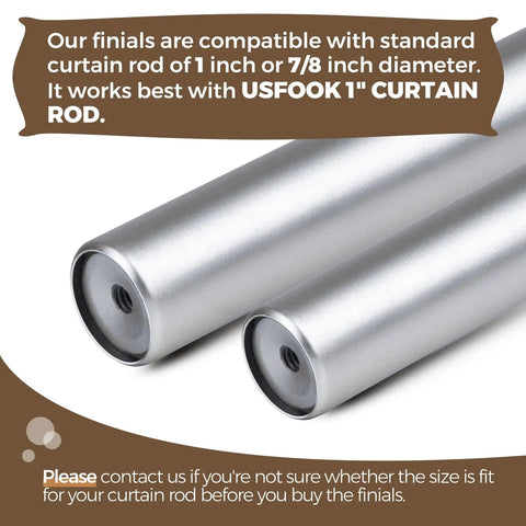 Top Notch Silver Curtain Rod Finials Replacement Ends For Drapery Rods That Fit One And Seven Eighths Inch Durable Metal Construction With A Sleek Translucent Finish To Elevate Your Window Decor And Give Your Space A Modern Casual Vibe, silver metal finials for 1-7/8 inch curtain rods