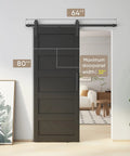 Front view of 32 By 80 Inch Sliding Barn Door Kit With Wave Pattern Door Panel, Hardware Included, MDF Core With PVC Cover, Matte Black