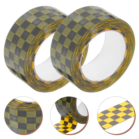 Plaid Pattern Shipping Tape 2 Rolls Adhesive Sealing Packing Tape with Black Yellow Grid Design for Small Business Mailing