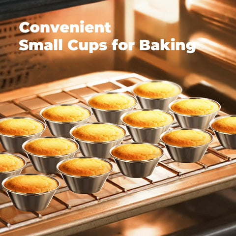 12 Pack One And A Half Ounce Stainless Steel Dipping Sauce Cups Reusable Metal Ramekins Commercial Grade Condiment Bowls baking scenario