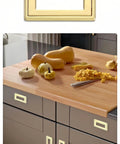 Hidden Exposed Door Pull Handles Set, 2 Pieces Aluminum Alloy Flip Handles Recessed Drawer Knobs, Gold Finish on kitchen cabinets