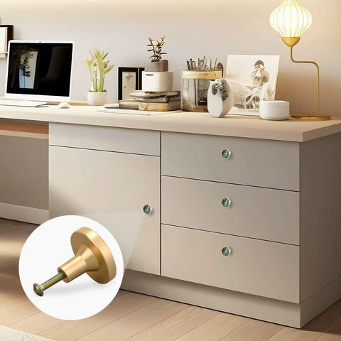 Cabinet with customizable Mucha style round cabinet knobs, boho hardware, matte black knobs for cabinets and DIY projects