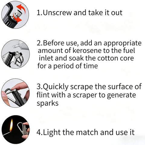 Instructions for Ultimate Reusable Waterproof Survival Lighter With Multitool Keychain And Bottle Opener use.
