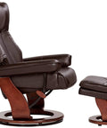 Java Faux Leather Swivel Recliner Chair With Ottoman Modern Armchair Ergonomic Push Manual Recline And Footrest For Living Room Bedroom Or Home Office Comfy Upholstered Napping Seat