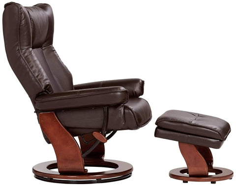 Java Faux Leather Swivel Recliner Chair With Ottoman Modern Armchair Ergonomic Push Manual Recline And Footrest For Living Room Bedroom Or Home Office Comfy Upholstered Napping Seat