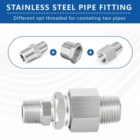 Stainless Steel Hex Bushing Reducer Half To Three Eighths NPT Male To Female Pipe Fitting Adapter For Plumbing Hydraulic Air Oil And Gas Systems Rock Solid Connector Heavy Duty Pro Grade