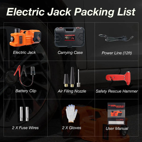 Beefy 5 Ton Electric Car Jack Kit With Hydraulic Lift And Tire Inflator Heavy Duty 12V Floor Jack For Sedans SUVs MPVs And Trucks Perfect For Tire Changes And Garage Repairs Without A Wrench