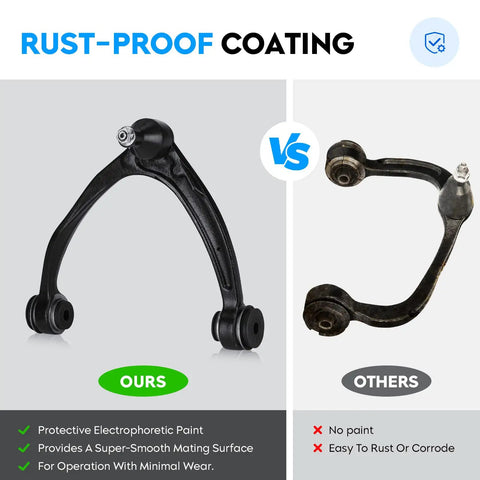Beefed-Up Forged Steel Front Upper Control Arms With Ball Joints For Escalade 2007 To 2014 Tahoe 2007 To 2016 Suburban 1500 Silverado 1500 Sierra 1500 Yukon Avalanche GMC Yukon XL 1500 Suspension Kit Upgrade, rust-proof coating comparison