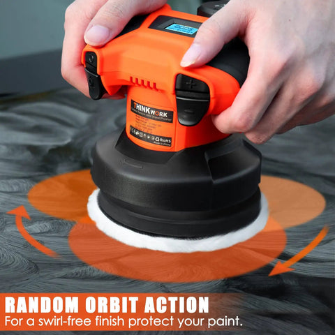 Cordless Car Buffer Polisher With Gamepad Grip For No Fuss Waxing, 12V 2.0Ah Battery And Cigarette Lighter Socket, 6 Variable Speeds Up To 5000 RPM, Swirl-Free Finish For Polished Cars