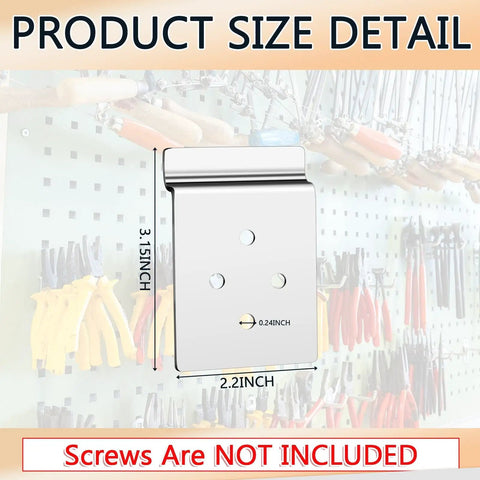 10 Pack Slatwall Metal Plate Mount Backplates For Slatwall Compatible Displays Heavy Duty Steel Bracket With Four Pre Drilled Holes Universal Backplate Adapter To Securely Display Items On Retail Slatwall, showing size dimensions 3.15in x 2.15in