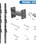 Heavy Duty Trimmer Rack, Three-Place Weedeater Organizer For Walls And Trailers With Locks, assembly components shown