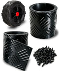 Heavy Duty Anti Slip Rubber Tire Grip Upgrade Kit For Kids Electric Cars, black rubber material, includes rolls and screws.