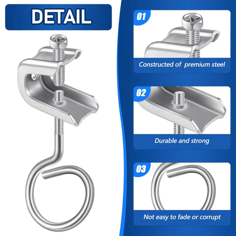 50 Piece Beam Clamps 1/4 X 20 Steel C Clamps With Screws And 50 Cable Ring Hangers 1 1/4 Inch Bridle Rings For Pipe Mounting, steel beam clamp with cable ring hanger