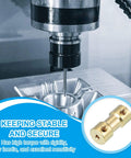 Brass Shaft Coupler Set 3.17mm Motor Shaft Adapter with M3 Screws, shown in use with CNC machine for RC and robotics projects.