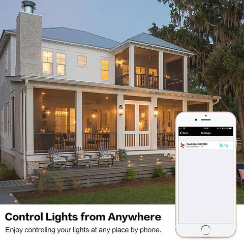 WiFi RGBW Deck Light Kit 20 Pack Low Voltage Recessed In Ground Outdoor Lights for Garden Patio showing smart control