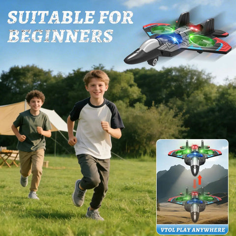 Foam RC Airplane With LED Lights For Kids And Adults Ages 8 To 16 360 Degree Flips Stunt Fighter Jet Toy Headless Mode Altitude Hold