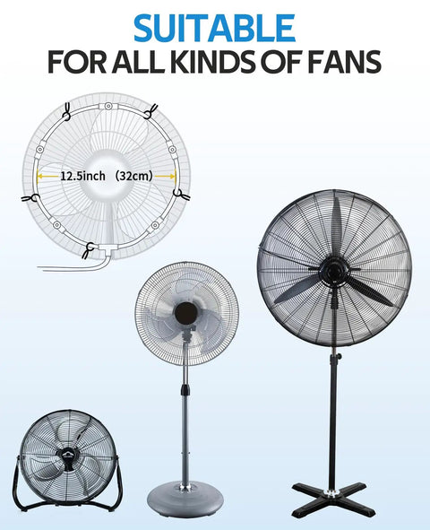 Outdoor Misting Fan Kit For Patio And Backyard Cooling With A 16.4 Foot Misting Line Five Brass Nozzles And Three Quarter Inch Brass Adapter attached to various fan types