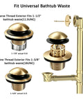 No Fuss Tub Drain Overflow Kit With Smooth Pop Up Stopper And Nifty Copper Hair Catcher Basket To Ban Clogs Quick Install with brass fittings.