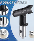 Close-up of 24 Pack Reversible Airless Spray Tips Set with black nozzles, durable stainless steel, engineering plastic, and seals.