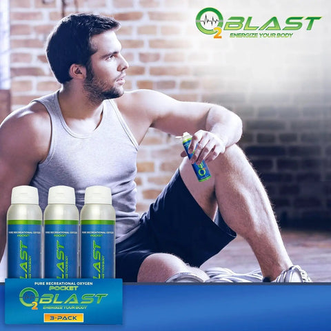 Man using Pure Oxygen Canister For Quick Recovery And Sharp Focus, 4L Portable Oxygen, 3 Pack with Flip Top Cap in gym setting
