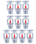 10 Piece Pendent Fire Sprinkler Heads With Slick Chrome Plating And Real Half Inch Npt Threads For Knockout 155 Degree Heat Response And Straight Up Fast Activation In Heavy Duty Builds.