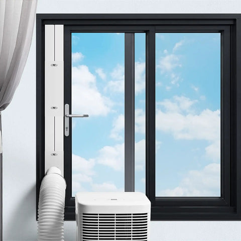 Portable Window Kit For Air Conditioner With 5 Inch Exhaust Hose Adjustable Coupler And Seal Sliding Vent Rail Includes Sealing Tape And Mounting Screws For Easy No Fuss Installation
