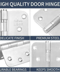 Heavy Duty 4 Inch Door Hinges Marine Grade 316 Stainless Steel Ball Bearing 5 By 8 Radius Rust Proof For Interior Exterior High Salt Environments Salt Spray Ready 3 Pack Built To Last with delicate finish and premium steel.