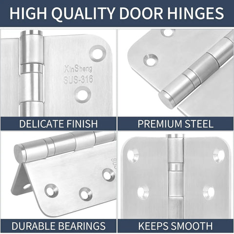 Heavy Duty 4 Inch Door Hinges Marine Grade 316 Stainless Steel Ball Bearing 5 By 8 Radius Rust Proof For Interior Exterior High Salt Environments Salt Spray Ready 3 Pack Built To Last with delicate finish and premium steel.