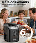 Family enjoying drinks with Nugget Ice Maker Countertop For Home, Office And Kitchen with soft chewable ice in 6 minutes