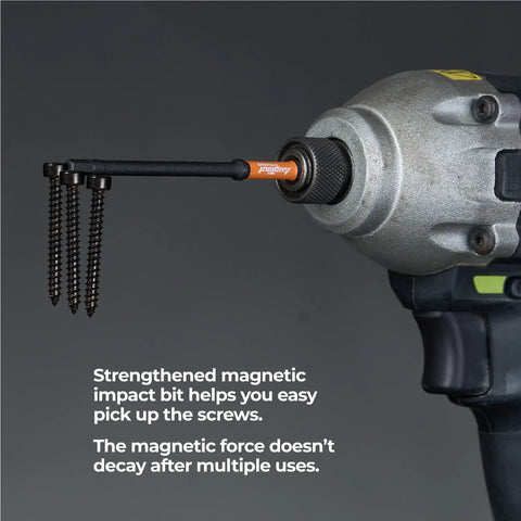 Heavy Duty Impact Allen Wrench Drill Bit Set 20 Piece Metric And Sae Hex Key Bits With Shock Absorbing Torsion Zone showing magnetic bit with screws.