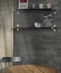 Rustic kitchen with Peel And Stick Rustic Wood Stone Slate Backsplash Tiles For Kitchen Waterproof And Heat Resistant Distressed Silvery Moon Finish