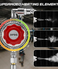 Automotive smoke tester, 12V DC, red 20 PSIG dial, metal fittings (front view)