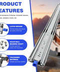 Beefy Built Tough Heavy Duty Drawer Slides Pair 72 Inch And 80 Inch Full Extension Ball Bearing Rails with product features