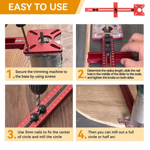 Heavy Duty Aluminum 4 In 1 Router Milling Jig For Zero Hassle Grooves And Flawless Circle Cuts setup instructions on wood.