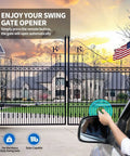 Dual Swing Gate Opener Heavy Duty Automatic Gate Motor For Double Swing Gates Up To 18ft Per Arm, AC Powered, remote control