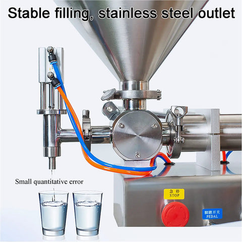 Kickass Precision Pneumatic Liquid Filling Machine with stainless steel outlet, filling two glasses, adjustable 10 to 100 ML.