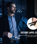 Man demonstrating Lavalier Clip On Mic Omnidirectional Condenser Wired Lav Mic 2 Pack secure clip for YouTube live streaming