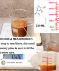 Mini Glass Measuring Beaker Set In Borosilicate 2oz 4oz 8oz Cups For Kitchen And Bar Pro Grade Clear Markings Durable Small Glass Measuring Cups For Cocktails Baking Cooking And Lab Style Precise Measuring, 250ml beaker with red oz/ml markings