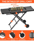 Portable Foldable Grill Table With Wheels And Side Shelf 51 Inch Large Space BBQ Stand For Woodfire OG Series Grills image