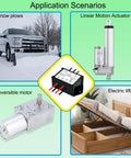 Application scenarios for 5-48V DC DPDT Forward Reverse Relay Module with Snow Plow, Linear Actuator, Motor, and Electric Lift