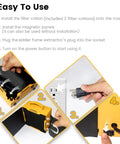 Step-by-step setup guide for Upgraded Portable Solder Fume Extractor With Removable Magnetic Flaps and High Efficiency Solder Smoke Absorber.