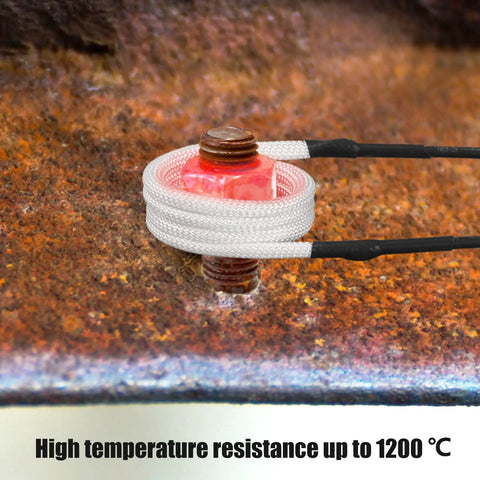 Induction Heater Coil Kit For Magnetic Heater Set with coil wrapped around a rusted bolt heating to 1200C for rust removal