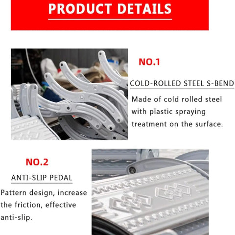 Electric Pull Down Attic Ladder With Titanium Magnesium Alloy Frame Invisible Ceiling Mount Built Tough Retractable Loft Steps Smooth Glide Easy Home Access Upgrade showing cold-rolled steel S-bend and anti-slip pedal detail.