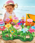 Child playing with Flower Garden Building Toy Set For Toddlers And Preschoolers A STEM Educational Activity Gift With Storage Box