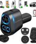 High End 2 In 1 Ccs To Nacs And J1772 To Tesla Adapter with detailed ports for fast charging, designed for EV compatibility.