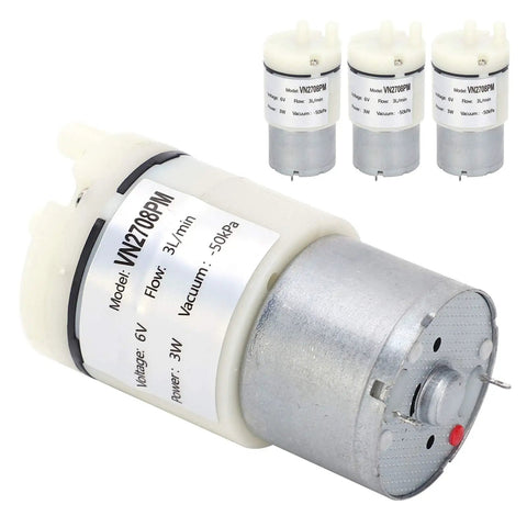 3 Pack Micro Diaphragm Pump Dc 6V Mini Water Air Motor for aquarium use, 3L/min flow rate, compact and efficient design.